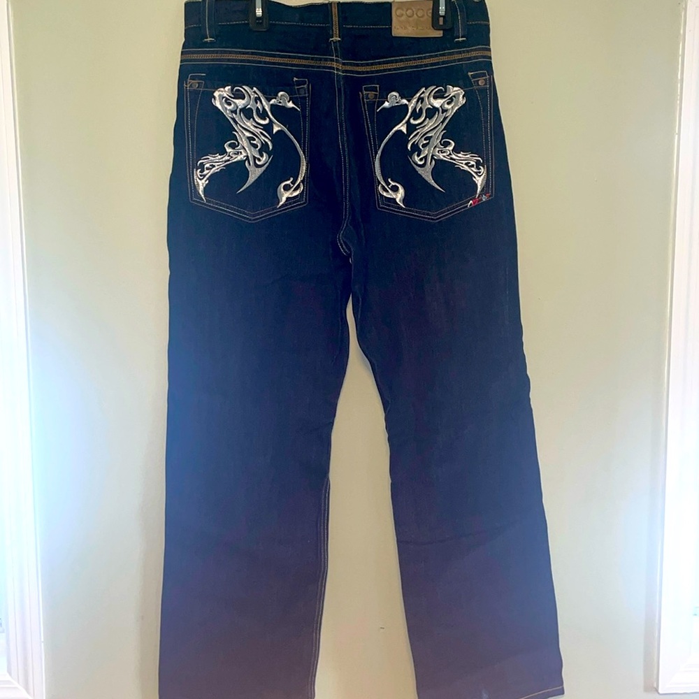 Vintage COOGI Australia Dragon Embroidered Baggy Denim Jeans Size 36x34
